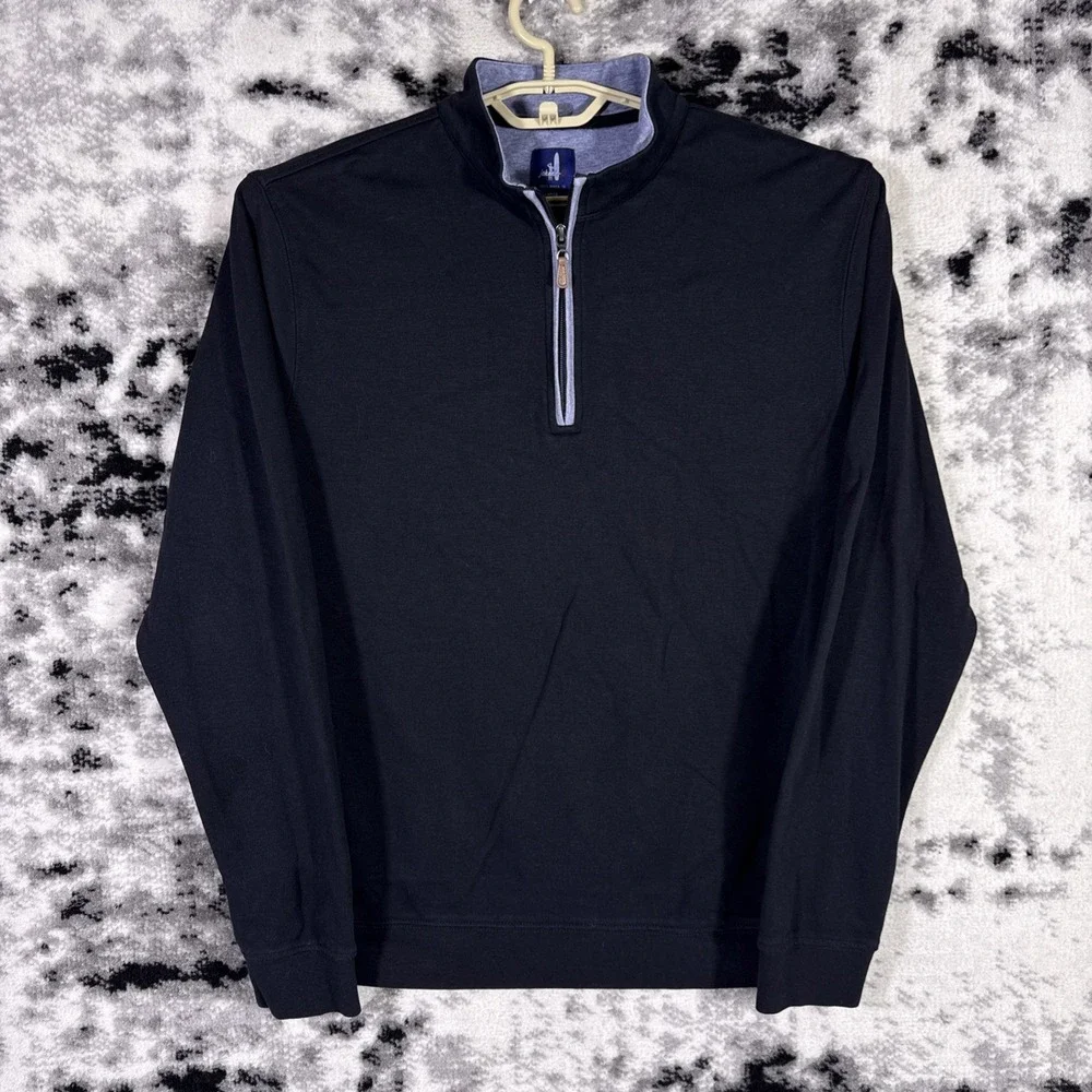 Johnnie O Performance Pullover 1/4 Zip Mens Size Large Black Slim Preppy Golf